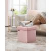 imageSONGMICS Storage Ottoman Foldable Small Ottoman Foot Rest 122 x 161 Inches Foot Stool Load up to 286 lb for Living Room Bedroom Dorm Slate Gray ULSF200G01Jelly Pink
