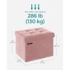 imageSONGMICS Storage Ottoman Foldable Small Ottoman Foot Rest 122 x 161 Inches Foot Stool Load up to 286 lb for Living Room Bedroom Dorm Slate Gray ULSF200G01Jelly Pink
