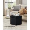 imageSONGMICS Storage Ottoman Foldable Small Ottoman Foot Rest 122 x 161 Inches Foot Stool Load up to 286 lb for Living Room Bedroom Dorm Slate Gray ULSF200G01Ink Black