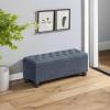 imageSONGMICS Storage Ottoman Storage Bench Tufted Entryway Bedroom Bench 177 x 465 x 177 Inches Hinges Easy Lid Operation Wooden Legs LinenLook Cover Loads 330 lb Light Denim Blue ULOM070Q01