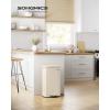 imageSONGMICS Trash Can with Lid 8 Gallon Garbage Can Stainless Steel Small Waste Bin with Step Pedal and Inner Bucket Soft Close Kitchen Silver ULTB03NLSand Beige