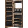 imageSONGMICS Mirror Jewelry Cabinet Armoire Organizer Wall or Door Mount Storage Cabinet with FullLength Frameless Lighted Mirror Builtin Makeup Mirror 2 Drawers Lockable White UJJC013W01Rustic Brown