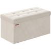 imageSONGMICS Storage Ottoman Bench Foldable Ottoman Foot Rest 15 x 43 x 15 Inches End of Bed Bench Storage Chest Load up to 660 lb for Living Room Bedroom Entryway Cream White ULSF277W01Cream White