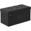 imageSONGMICS Storage Ottoman Bench Foldable Ottoman Foot Rest 15 x 43 x 15 Inches End of Bed Bench Storage Chest Load up to 660 lb for Living Room Bedroom Entryway Cream White ULSF277W01Ink Black