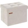 imageSONGMICS Storage Ottoman Foldable Small Ottoman Foot Rest 122 x 161 Inches Foot Stool Load up to 286 lb for Living Room Bedroom Dorm Slate Gray ULSF200G01Cream White