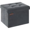 imageSONGMICS Storage Ottoman Foldable Small Ottoman Foot Rest 122 x 161 Inches Foot Stool Load up to 286 lb for Living Room Bedroom Dorm Slate Gray ULSF200G01Slate Gray