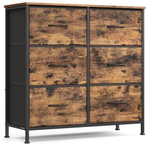 imageSONGMICS Dresser for Bedroom Chest of Drawers Steel MDF 8 NonWoven Fabric Drawers Storage Organizer Unit Closet Entryway Rustic Brown and Ink Black ULGS124B02SRustic Brown  Ink Black