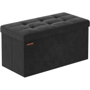 imageSONGMICS Storage Ottoman Bench Foldable Ottoman Foot Rest 15 x 43 x 15 Inches End of Bed Bench Storage Chest Load up to 660 lb for Living Room Bedroom Entryway Cream White ULSF277W01Ink Black