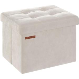 imageSONGMICS Storage Ottoman Foldable Small Ottoman Foot Rest 122 x 161 Inches Foot Stool Load up to 286 lb for Living Room Bedroom Dorm Slate Gray ULSF200G01Cream White