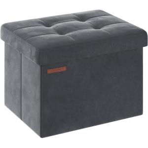 imageSONGMICS Storage Ottoman Foldable Small Ottoman Foot Rest 122 x 161 Inches Foot Stool Load up to 286 lb for Living Room Bedroom Dorm Slate Gray ULSF200G01Slate Gray