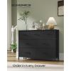 imageSONGMICS Dresser for Bedroom Chest of Drawers TV Stand Steel MDF 6 NonWoven Fabric Drawers Storage Organizer Unit Closet Entryway Rustic Brown and Ink Black ULGS123B02SInk Black  Ebony Black