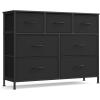 imageSONGMICS Dresser for Bedroom Chest of Drawers TV Stand Steel MDF 6 NonWoven Fabric Drawers Storage Organizer Unit Closet Entryway Rustic Brown and Ink Black ULGS123B02SInk Black  Ebony Black