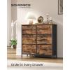 imageSONGMICS Dresser for Bedroom Chest of Drawers TV Stand Steel MDF 6 NonWoven Fabric Drawers Storage Organizer Unit Closet Entryway Rustic Brown and Ink Black ULGS123B02SRustic Brown  Ink Black