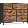 imageSONGMICS Dresser for Bedroom Chest of Drawers TV Stand Steel MDF 6 NonWoven Fabric Drawers Storage Organizer Unit Closet Entryway Rustic Brown and Ink Black ULGS123B02SRustic Brown  Ink Black