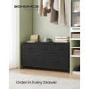 imageSONGMICS Dresser for Bedroom Chest of Drawers TV Stand Steel MDF 6 NonWoven Fabric Drawers Storage Organizer Unit Closet Entryway Rustic Brown and Ink Black ULGS123B02SInk Black  Ebony Black