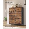 imageSONGMICS Dresser for Bedroom Chest of Drawers TV Stand Steel MDF 6 NonWoven Fabric Drawers Storage Organizer Unit Closet Entryway Rustic Brown and Ink Black ULGS123B02SRustic Brown  Ink Black