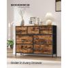 imageSONGMICS Dresser for Bedroom Chest of Drawers TV Stand Steel MDF 6 NonWoven Fabric Drawers Storage Organizer Unit Closet Entryway Rustic Brown and Ink Black ULGS123B02SRustic Brown  Ink Black