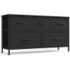 imageSONGMICS Dresser for Bedroom Chest of Drawers TV Stand Steel MDF 6 NonWoven Fabric Drawers Storage Organizer Unit Closet Entryway Rustic Brown and Ink Black ULGS123B02SInk Black  Ebony Black