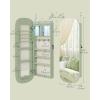 imageSONGMICS Jewelry Organizer LED Jewelry Cabinet WallDoor Mounted Lockable Rounded Wide Mirror with Storage Interior Mirror 39 x 165 x 425 Inches Jelly Pink Surface with Cream White LiningLaurel Green  Cream White