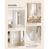 imageSONGMICS Jewelry Organizer LED Jewelry Cabinet WallDoor Mounted Lockable Rounded Wide Mirror with Storage Interior Mirror 39 x 165 x 425 Inches Jelly Pink Surface with Cream White LiningWhite  Greige