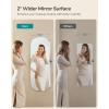 imageSONGMICS Jewelry Organizer LED Jewelry Cabinet WallDoor Mounted Lockable Rounded Wide Mirror with Storage Interior Mirror 39 x 165 x 425 Inches Jelly Pink Surface with Cream White LiningWhite  Greige