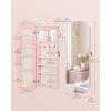 imageSONGMICS Jewelry Organizer LED Jewelry Cabinet WallDoor Mounted Lockable Rounded Wide Mirror with Storage Interior Mirror 39 x 165 x 425 Inches Jelly Pink Surface with Cream White LiningJelly Pink  Cream White