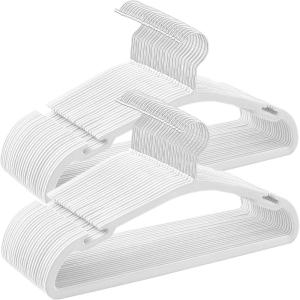 imageSONGMICS Velvet Hangers 50 Pack NonSlip Clothes Hangers 17 x 83 Inches Coat Hangers with Wide Shoulder Notches Pants Bar 360 Swivel Hook SpaceSaving for Closet Ink Black UCRF039B03Cloud White