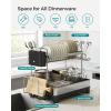 imageSONGMICS Dish Drying Rack  2 Tier Dish Rack for Kitchen Counter with Rotatable and Extendable Drain Spout Dish Drainer with Utensil Cup Glass Cutting Board Holders Black UKCS032B01Silver  Black