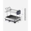 imageSONGMICS Dish Drying Rack  2 Tier Dish Rack for Kitchen Counter with Rotatable and Extendable Drain Spout Dish Drainer with Utensil Cup Glass Cutting Board Holders Black UKCS032B01Silver  Gray