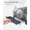 imageSONGMICS Dish Drying Rack  2 Tier Dish Rack for Kitchen Counter with Rotatable and Extendable Drain Spout Dish Drainer with Utensil Cup Glass Cutting Board Holders Black UKCS032B01Silver  Gray