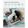 imageSONGMICS Large Dish Drying Rack Expandable Dish Dryer for Kitchen Counter Stainless Steel Dish Rack with Rotatable Spout Utensil Cup Glass Cutting Board Pan Holders Silver and Black UKCS037B01Silver  Gray