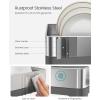 imageSONGMICS Large Dish Drying Rack Expandable Dish Dryer for Kitchen Counter Stainless Steel Dish Rack with Rotatable Spout Utensil Cup Glass Cutting Board Pan Holders Silver and Black UKCS037B01Silver  Gray