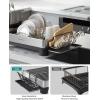 imageSONGMICS Large Dish Drying Rack Premium Stainless Steel Dish Rack with Rotatable Spout FingerprintResistant Dish Drainers for Kitchen Counter 125 x 225 in Silver and Gray UKCS030E01Silver  Black