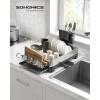 imageSONGMICS Large Dish Drying Rack Premium Stainless Steel Dish Rack with Rotatable Spout FingerprintResistant Dish Drainers for Kitchen Counter 125 x 225 in Silver and Gray UKCS030E01Silver  Black