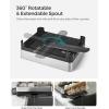 imageSONGMICS Large Dish Drying Rack Premium Stainless Steel Dish Rack with Rotatable Spout FingerprintResistant Dish Drainers for Kitchen Counter 125 x 225 in Silver and Gray UKCS030E01Silver  Black