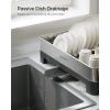 imageSONGMICS Large Dish Drying Rack Premium Stainless Steel Dish Rack with Rotatable Spout FingerprintResistant Dish Drainers for Kitchen Counter 125 x 225 in Silver and Gray UKCS030E01Silver  Black