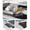 imageSONGMICS Large Dish Drying Rack Premium Stainless Steel Dish Rack with Rotatable Spout FingerprintResistant Dish Drainers for Kitchen Counter 125 x 225 in Silver and Gray UKCS030E01Silver  Gray
