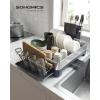 imageSONGMICS Large Dish Drying Rack Premium Stainless Steel Dish Rack with Rotatable Spout FingerprintResistant Dish Drainers for Kitchen Counter 125 x 225 in Silver and Gray UKCS030E01Silver  Gray