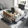 imageSONGMICS Large Dish Drying Rack Premium Stainless Steel Dish Rack with Rotatable Spout FingerprintResistant Dish Drainers for Kitchen Counter 125 x 225 in Silver and Gray UKCS030E01Silver  Gray