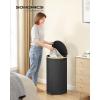 imageSONGMICS Laundry Hamper Laundry Basket with Lid 238 Gal 90 L with Removable Liner Bag for Laundry Room Bedroom Living Room Ink Black and Light Bamboo ULCB547B01Ink Black