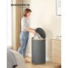 imageSONGMICS Laundry Hamper Laundry Basket with Lid 238 Gal 90 L with Removable Liner Bag for Laundry Room Bedroom Living Room Ink Black and Light Bamboo ULCB547B01Slate Gray
