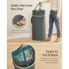 imageSONGMICS Laundry Hamper Laundry Basket with Lid 238 Gal 90 L with Removable Liner Bag for Laundry Room Bedroom Living Room Ink Black and Light Bamboo ULCB547B01Slate Gray