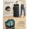 imageSONGMICS Laundry Hamper Laundry Basket with Lid 238 Gal 90 L with Removable Liner Bag for Laundry Room Bedroom Living Room Ink Black and Light Bamboo ULCB547B01Ink Black