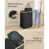 imageSONGMICS Laundry Hamper with Lids Laundry Basket with 2 Compartments 39 Gal 150 L Removable Liner Bag for Laundry Room Bedroom Living Room Cream White and Light Bamboo ULCB523W01Ink Black
