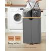 imageSONGMICS Laundry Hamper with Lids Laundry Basket with 2 Compartments 39 Gal 150 L Removable Liner Bag for Laundry Room Bedroom Living Room Cream White and Light Bamboo ULCB523W01Slate Gray