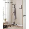 imageSONGMICS Coat Rack Freestanding Metal Coat Rack Stand with 12 Hooks and 4 Legs Holds Clothes Hats and Bags for Entryway Living Room Bedroom Jelly Pink URCR031R01Brown