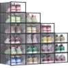 imageSONGMICS Stackable Shoe Boxes Set of 12 Plastic Shoe Organizers with Door Transparent Easy Assembly 91 x 131 x 56 Inches for Shoes up to US Size 10 Transparent and Cloud White ULSP312W01Transparent  Ink Black