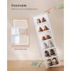 imageSONGMICS Stackable Shoe Boxes Set of 12 Plastic Shoe Organizers with Door Transparent Easy Assembly 91 x 131 x 56 Inches for Shoes up to US Size 10 Transparent and Cloud White ULSP312W01Transparent  Cloud White