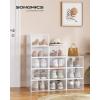 imageSONGMICS Stackable Shoe Boxes Set of 12 Plastic Shoe Organizers with Door Transparent Easy Assembly 91 x 131 x 56 Inches for Shoes up to US Size 10 Transparent and Cloud White ULSP312W01Transparent  Cloud White