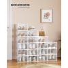 imageSONGMICS Stackable Shoe Boxes Set of 12 Plastic Shoe Organizers with Door Transparent Easy Assembly 91 x 131 x 56 Inches for Shoes up to US Size 10 Transparent and Cloud White ULSP312W01Transparent  Cloud White
